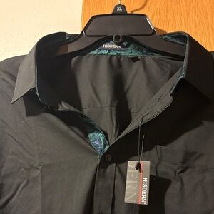 HISDERN Black Dress Shirt for Men